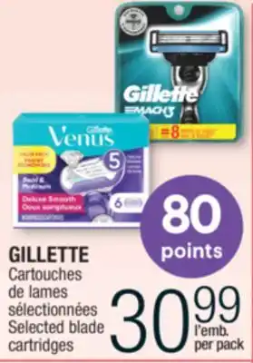 Jean Coutu Gillette selected blade cartridges offer
