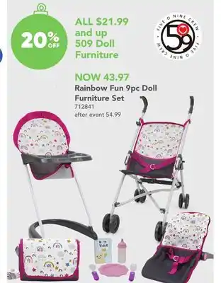 Toys R us Rainbow fun 9pc doll furniture set offer