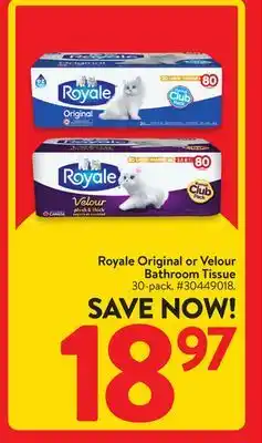Walmart Royale original or velour bathroom tissue offer
