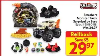 Walmart Smashers monster truck surprise! by zuru offer