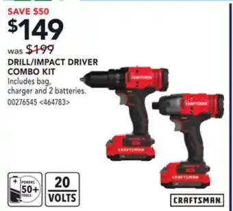 Lowe's Craftsman drill/impact driver combo kit offer