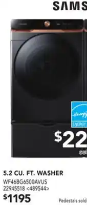 Lowe's Samsung 5.2 cu. ft. washer offer