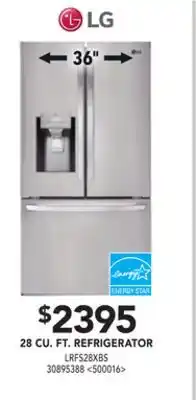 Lowe's Lg 28 cu. ft. refrigerator offer