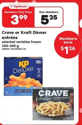 Independent Grocer Crave or kraft dinner entrées, 200-340 g offer