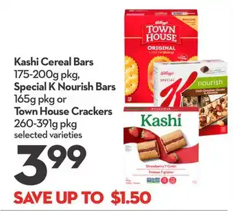 Longo's Kashi cereal bars 175-200g pkg, special k nourish bars 165g pkg or town house crackers 260-391g pkg offer