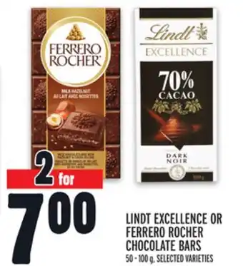 Metro Lindt excellence or ferrero rocher chocolate bars offer
