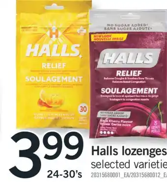Fortinos Halls lozenges, 24-30's offer