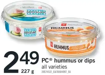 Fortinos Pc hummus or dips offer
