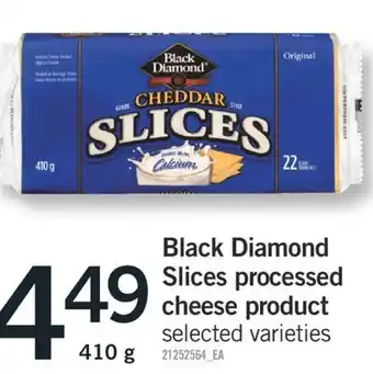 Fortinos Black diamond slices processed cheese product, 410 g offer