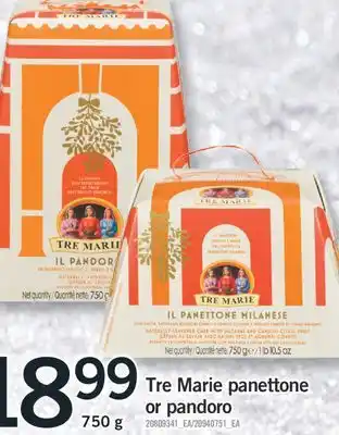 Fortinos Tre marie panettone or pandoro, 750 g offer