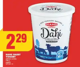 No Frills Hans dairy yogurt, 750 g offer