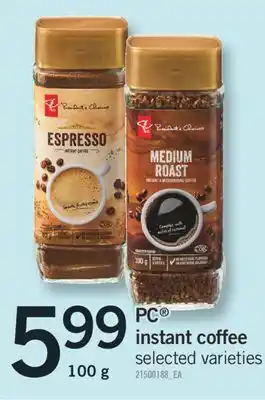 Fortinos Pc instant coffee 100 g offer