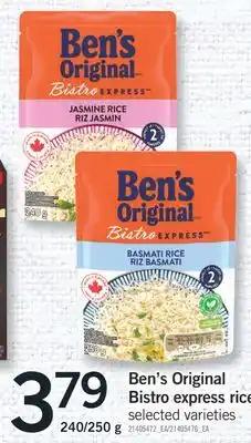 Fortinos Ben's original bistro express rice, 240/250 g offer
