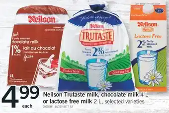 Fortinos Neilson trutaste milk, chocolate milk 4 l or lactose free milk 2 l offer
