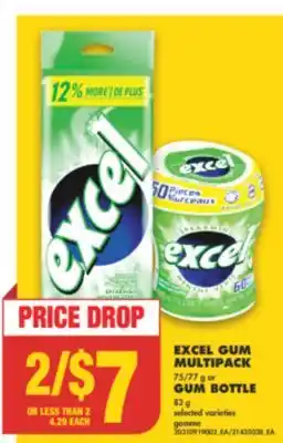 No Frills Excel gum multipack, 75/77 g or gum bottle, 83 g offer