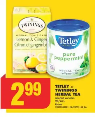 No Frills Tetley or twinings herbal tea, 20/24's offer