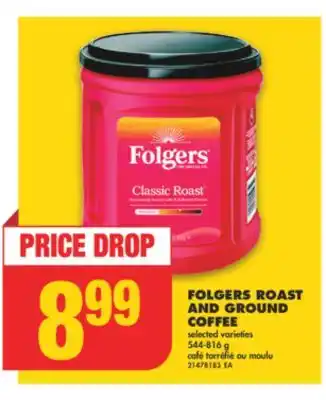 No Frills Folgers roast and ground coffee, 544-816 g offer