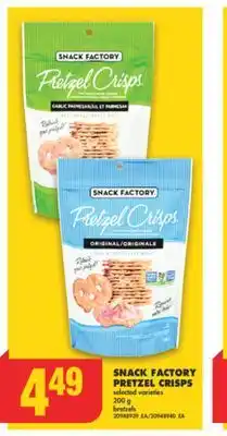 No Frills Snack factory pretzel crisps, 200 g offer