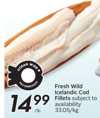 Sobeys Fresh wild icelandic cod fillets offer