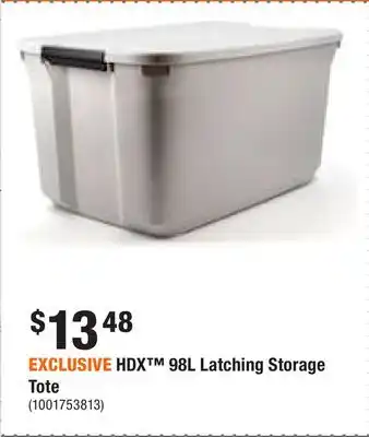 Home Depot Exclusive hdx 98l latching storage tote offer