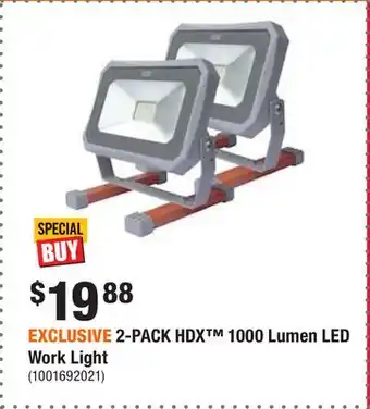 Home Depot Exclusive 2-pack hdx 1000 lumen led work light offer