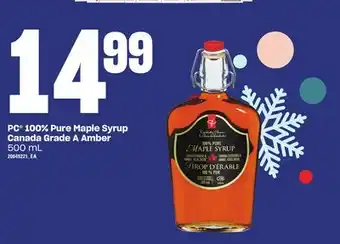 Loblaws Pc 100% pure maple syrup canada grade a amber, 500 ml offer