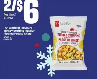 Loblaws Pc world of flavours turkey stuffing flavour rippled potato chips, 200 g offer