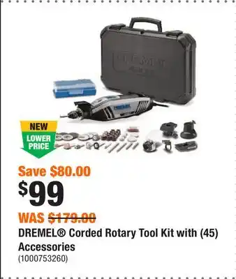 Home Depot Dremel corded rotary tool kit with (45) accessories offer