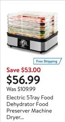 Walmart Electric 5tray food dehydrator food preserver machine dryer dehydrators with temperature control and highheat circulation offer