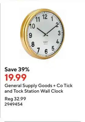 Staples General supply goods + co tick and tock station wall clock offer