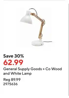 Staples General supply goods + co wood and white lamp offer