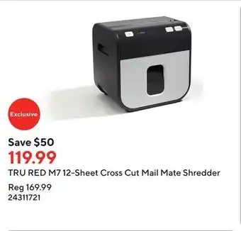 Staples Tru red m7 12-sheet cross cut mail mate shredder offer