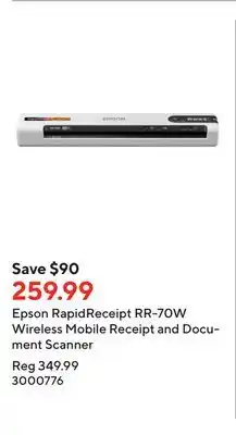 Staples Epson rapidreceipt rr-70w wireless mobile receipt and document scanner offer