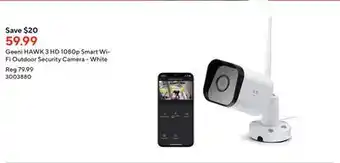 Staples Geeni hawk 3 hd 1080p smart wi-fi outdoor security camera - white offer