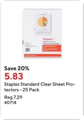 Staples Staples standard clear sheet protectors - 25 pack offer