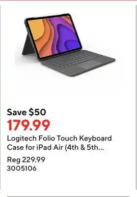 Staples Logitech folio touch keyboard case for ipad air (4th & 5th generation) - graphite offer
