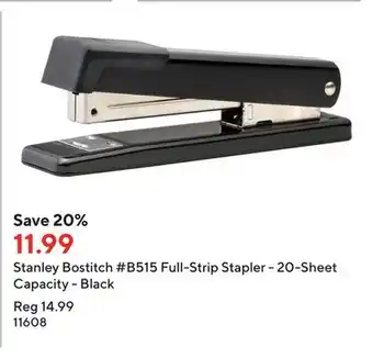 Staples Stanley bostitch #b515 full-strip stapler - 20-sheet capacity - black offer