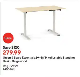 Staples Union & scale essentials 29-48h adjustable standing desk - beigewood offer