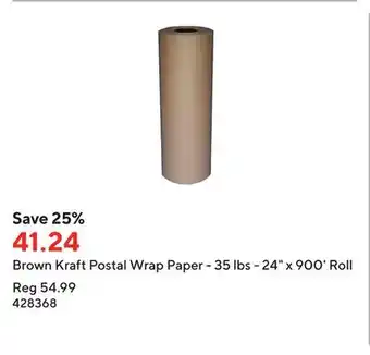 Staples Brown kraft postal wrap paper - 35 lbs - 24 x 900' roll offer