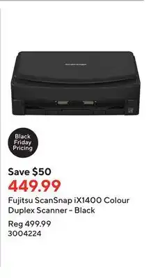 Staples Fujitsu scansnap ix1400 colour duplex scanner - black offer