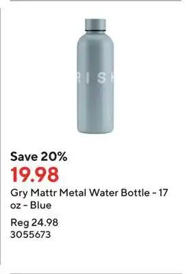 Staples Gry mattr metal water bottle - 17 oz - blue offer
