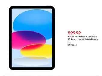 Staples Apple 10th generation ipad - 10.9-inch liquid retina display - wi-fi 6 - a14 bionic chip - 64 gb - ipados 16 - blue offer