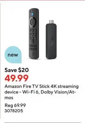 Staples Amazon fire tv stick 4k streaming device - wi-fi 6, dolby vision/atmos offer