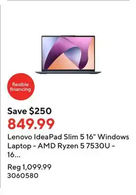 Staples Lenovo ideapad slim 5 16 windows laptop - amd ryzen 5 7530u - 16 gb ram - 512 gb ssd - windows 11 home offer