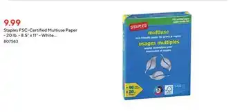 Staples Staples fsc-certified multiuse paper - 20 lb. - 8.5 x 11 - white - 500 sheets offer