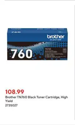 Staples Brother tn760 black toner cartridge, high yield offer