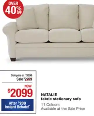 La Z Boy Natalie fabric stationary sofa offer