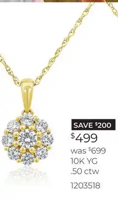 Charm Diamond New brilliance 10k yellow gold lab grown 0.50ctw diamond cluster pendant offer