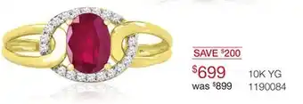 Charm Diamond 10k yellow gold ruby and diamond ring offer