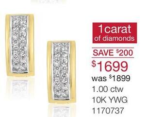 Charm Diamond 10k yellow & white gold 1.00ctw diamond earrings offer